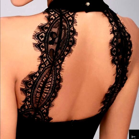 Lulus Hometown Girl Black Lace Skater Dress Size Medium - Picture 3 of 10